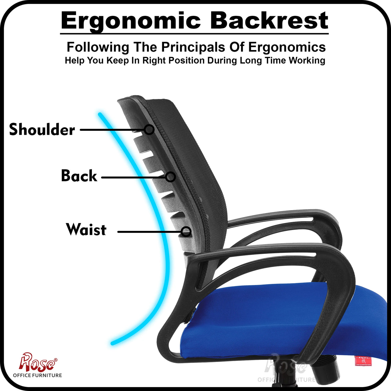 Mesh Mid-Back Ergonomic Office Chair (Elite) (Blue)