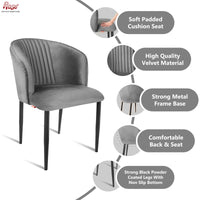 Thumbnail for Fire Cafe Chair | Modern Velvet Dining Chair (Mouse Gray (Set of 1))
