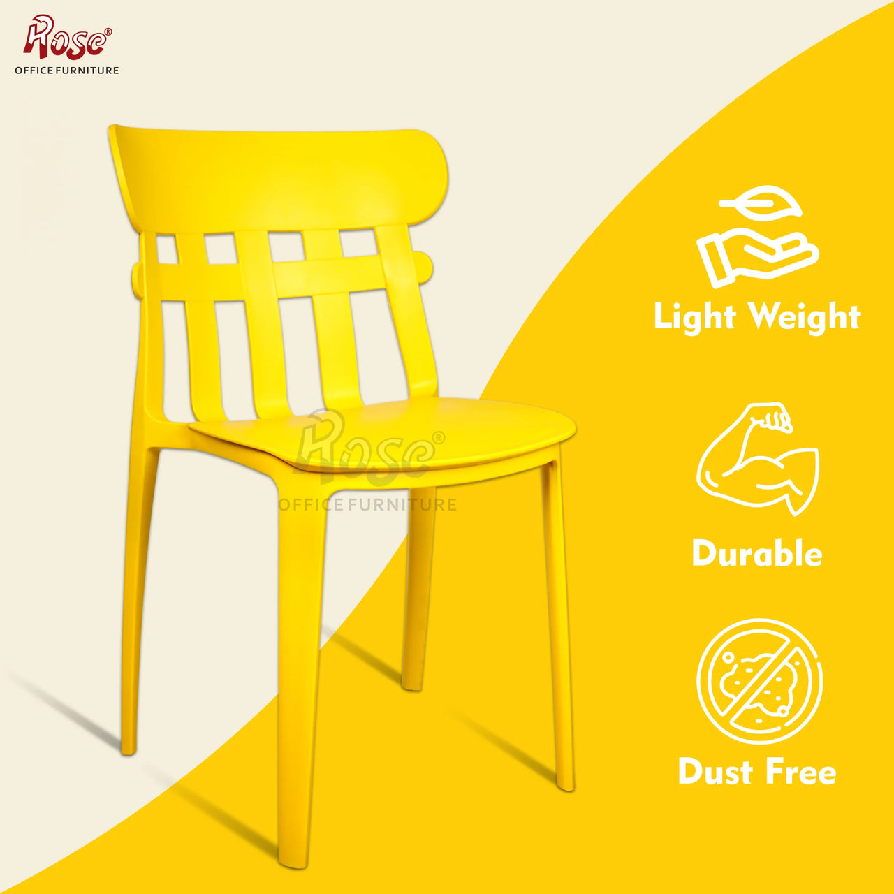 Aux Cafe Plastic Chairs | Restaurant Chair with Backrest (Yellow)