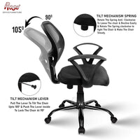 Thumbnail for Hippo Mid-Back Ergonomic Office Chair (Black) - ComfyFusion