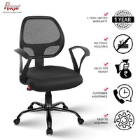 Thumbnail for Hippo Mid-Back Ergonomic Office Chair (Black) - ComfyFusion