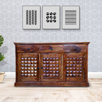 Thumbnail for A antique log furniture solid Sheesham Wodden Sideboard Cabinet with 3 Drawers and 3 Shelves for Home Living Room Furniture | Kitchen Cabinet Storage Sheesham Wood,Honey Finish