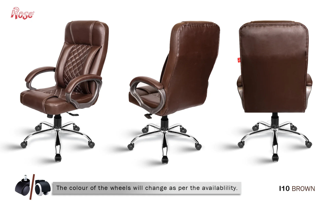 I10 Leatherette Executive High Back Revolving Office Chair (Brown)