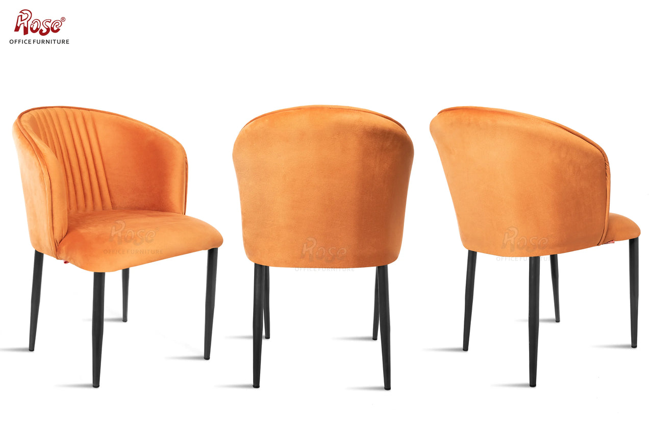 Fire Cafe Chair | Modern Velvet Dining Chair (Apricot Orange)