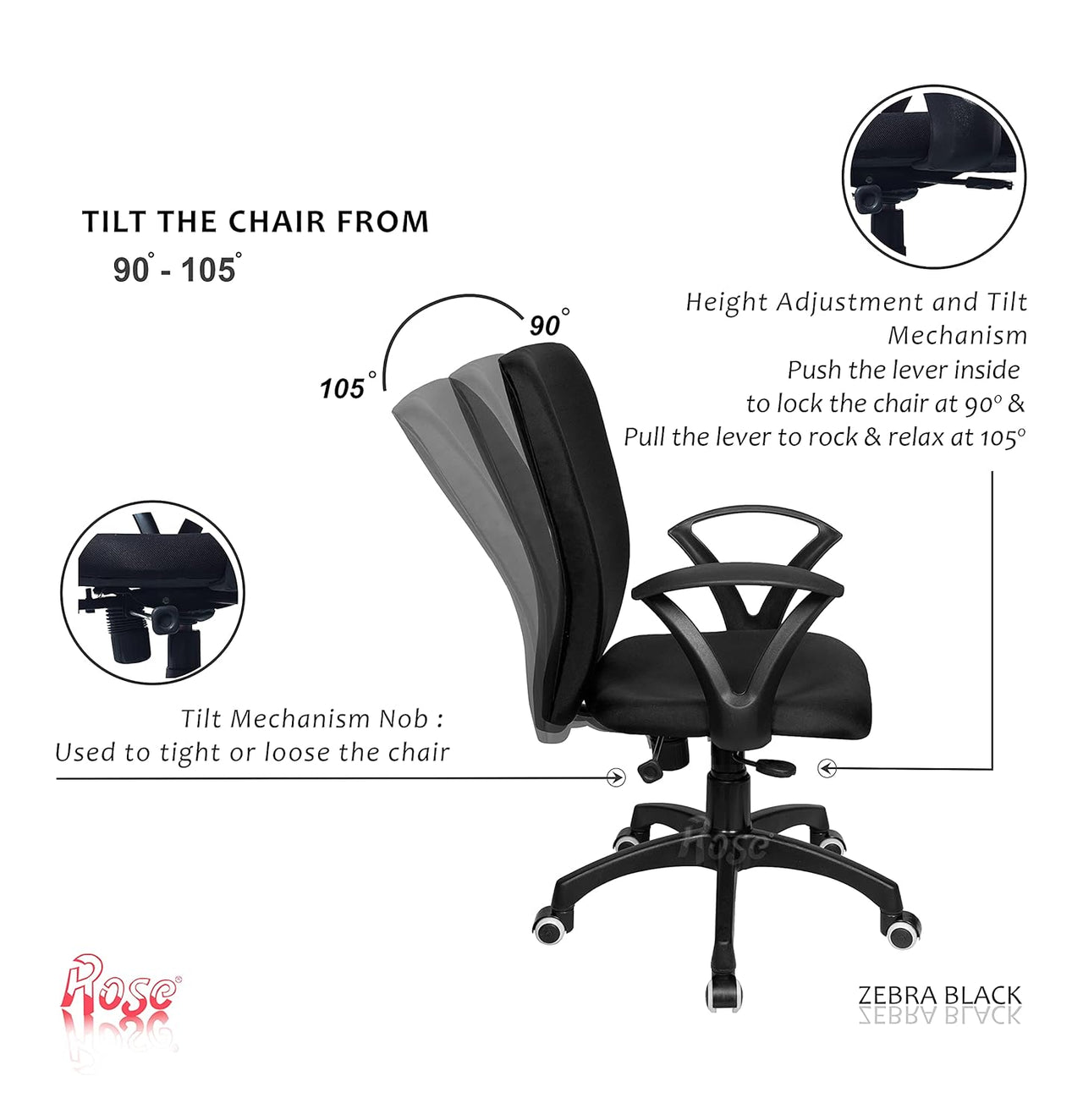 Zebra Office/Study/Revolving Computer Chair (Black) - ComfyFusion