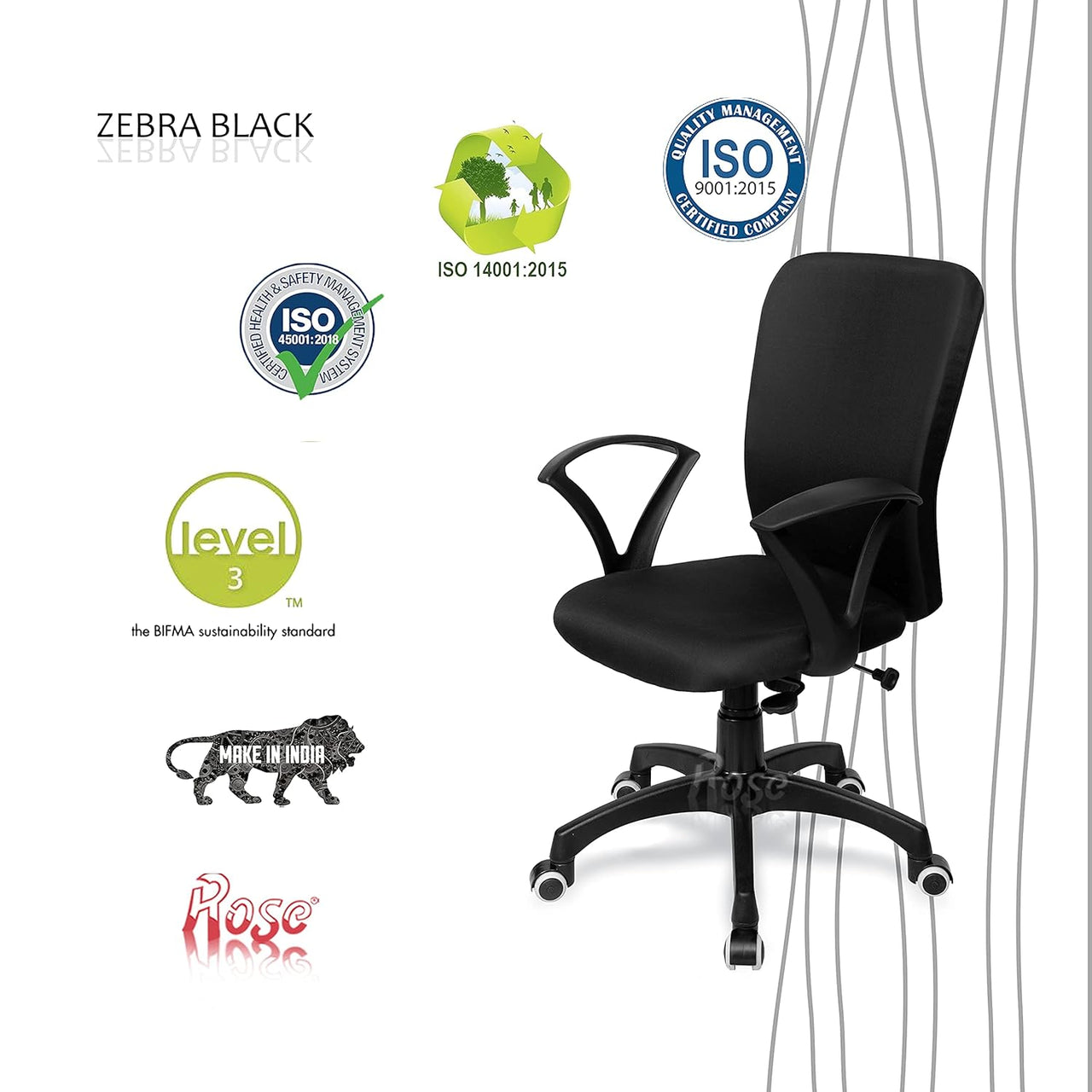 Zebra Office/Study/Revolving Computer Chair (Black) - ComfyFusion