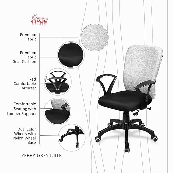 Zebra Office/Study/Revolving Computer Chair (Black & Grey) - ComfyFusion