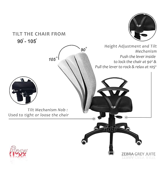 Zebra Office/Study/Revolving Computer Chair (Black & Grey) - ComfyFusion