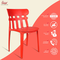 Thumbnail for Aux Cafe Plastic Chairs | Restaurant Chair with Backrest (Red)