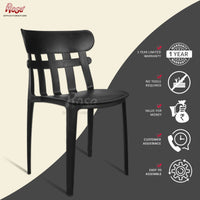 Thumbnail for Aux Cafe Plastic Chairs| Restaurant Chair with Backrest (Black)