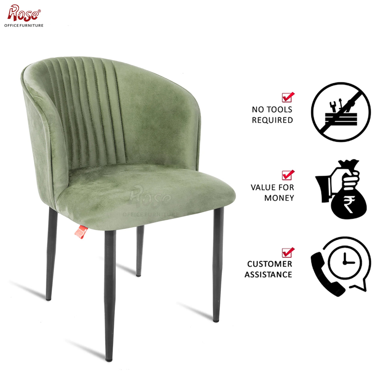 Fire Cafe Chair | Modern Velvet Dining Chair (Turqouise Green (Set of 1))