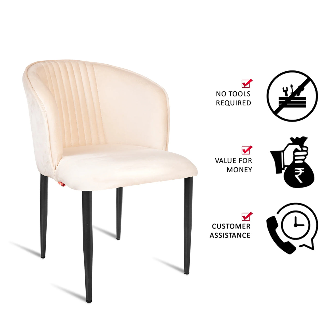 Fire Cafe Chair | Modern Velvet Dining Chair (Classic Cream (Set of 1))
