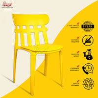 Thumbnail for Aux Cafe Plastic Chairs | Restaurant Chair with Backrest  (Yellow)