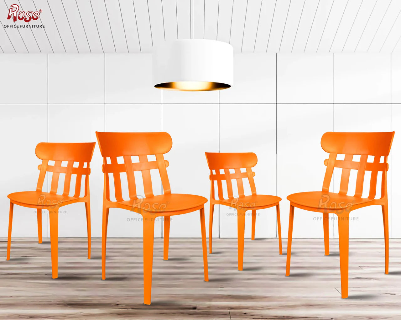 Aux Cafe Plastic Chairs | Restaurant Chair with Backrest (Orange)