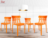 Thumbnail for Aux Cafe Plastic Chairs | Restaurant Chair with Backrest  (Orange)