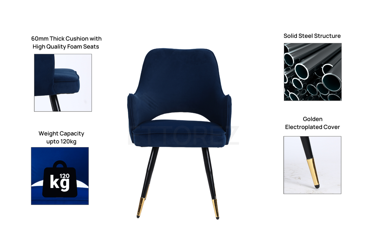 Ettorez ELEGANCE-BLUE Modern/Unique Bedroom Accent Chair - ComfyFusion