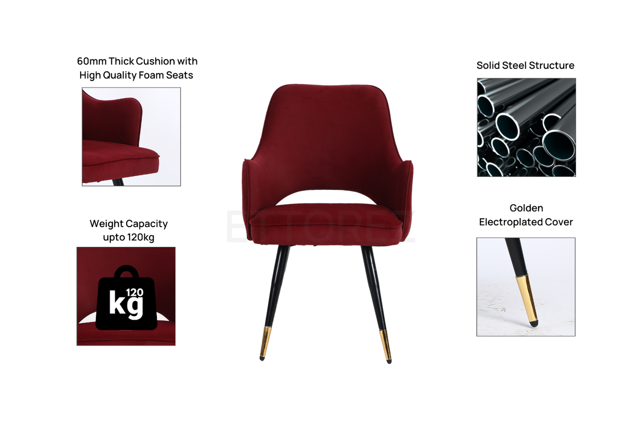 Ettorez ELEGANCE-WINE/MEHROON Modern/Unique Bedroom Accent Chair - ComfyFusion