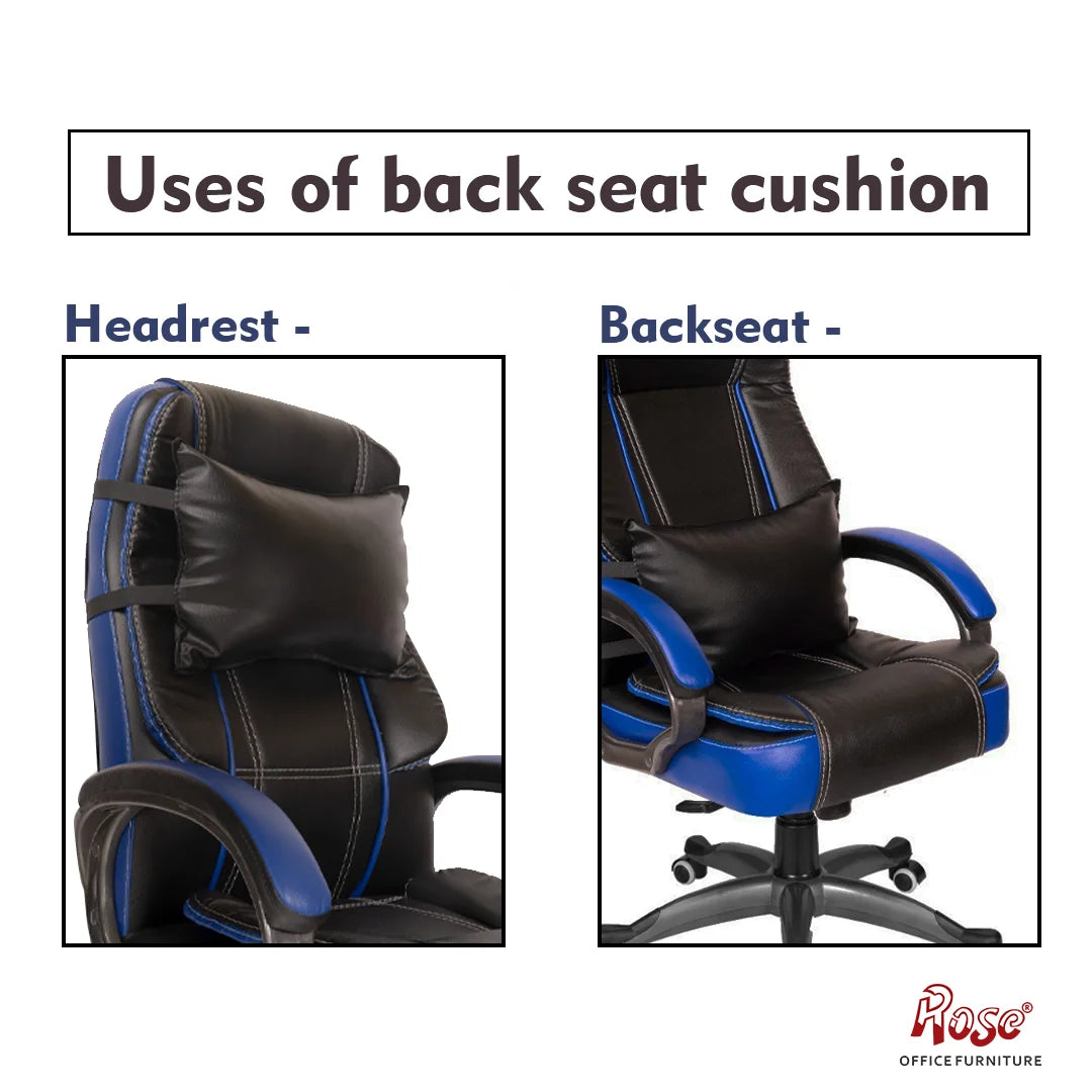Leatherette Cushion Pillow Head & Neck Rest for Executive Chair (Black)