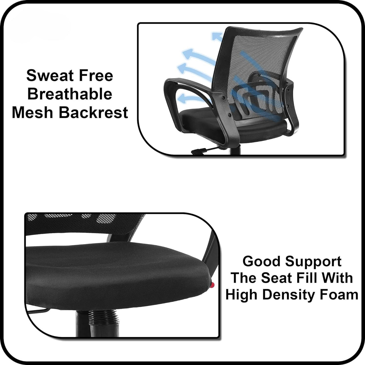 Mesh Mid-Back Ergonomic Office Chair (Ruby) (Black)
