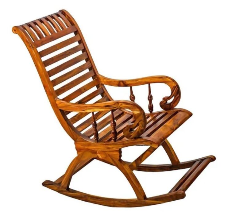 Wooden Rocking Chair Ergonomic Swing Chair for Adult Living Room Balcony for Home Office (Brown, Standard)