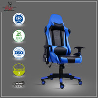 Thumbnail for Up Gamer Multi-Functional Footrest Ergonomic Gaming Chair with Lumbar Support | Adjustable Back Rest | Fixed Arm Rest | Office/Work from Home | Ergonomic High Back Chair (Blue & Black)