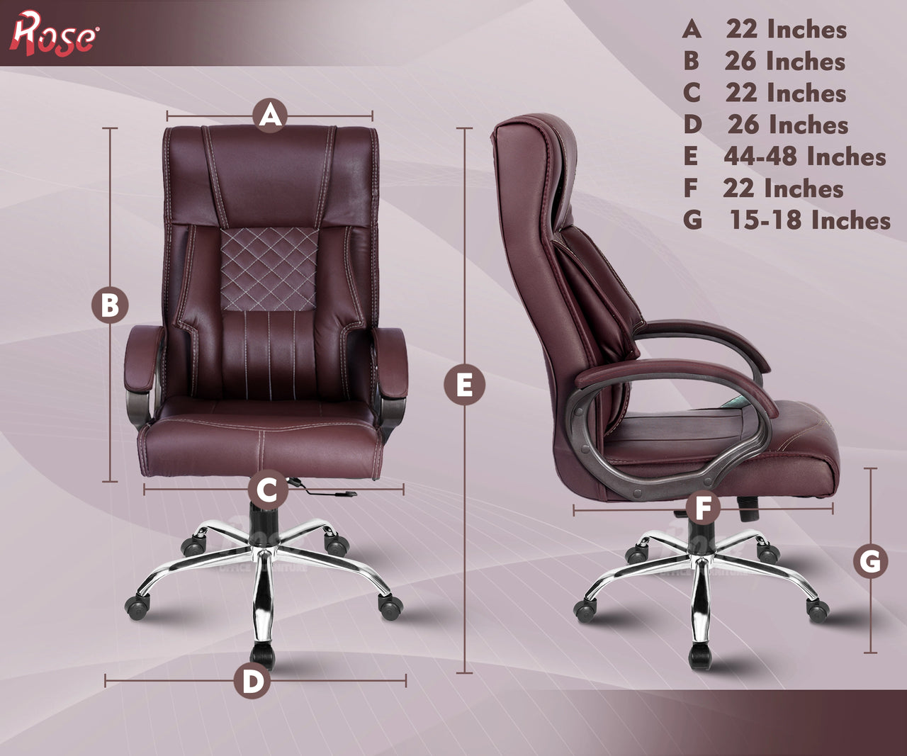 Iran Leatherette Executive Mid Back/High Back Revolving Office Chair (Brown, High Back)
