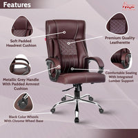 Thumbnail for Iran Leatherette Executive Mid Back/High Back Revolving Office Chair (Brown, High Back)