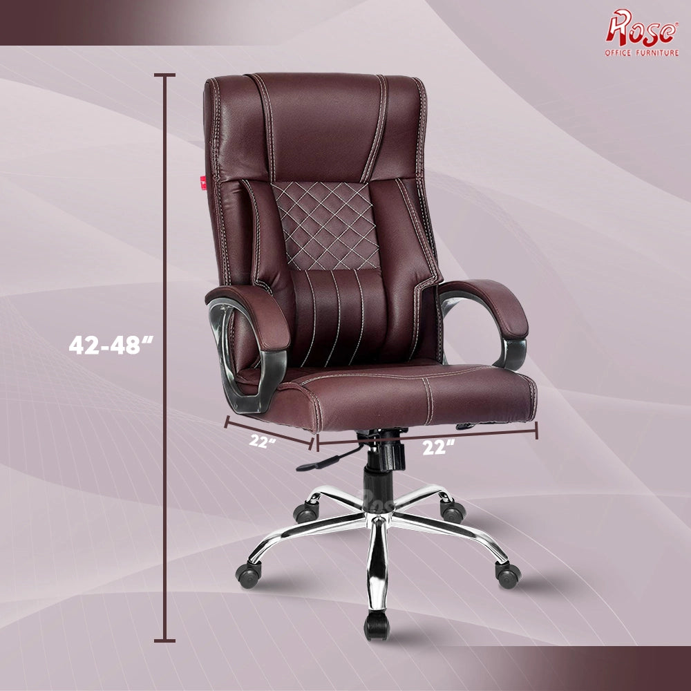Iran Leatherette Executive Mid Back/High Back Revolving Office Chair (Brown, High Back)