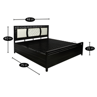 Thumbnail for Bostan Hydraulic Storage Double Metal Bed with White Cushion Headrest (Color - Black)