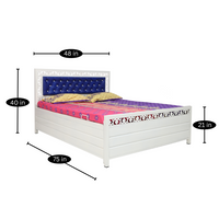 Thumbnail for Cuba Hydraulic Storage Double Metal Bed with Blue Cushion Headrest (Color - White)