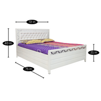 Thumbnail for Cuba Hydraulic Storage King Metal Bed with White Cushion Headrest (Color - White)