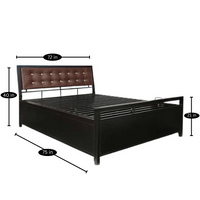 Thumbnail for Heath Hydraulic Storage King Metal Bed with Brown Cushion Headrest (Color - Black)