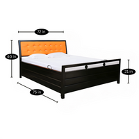 Thumbnail for Heath Hydraulic Storage King Metal Bed with Orange Cushion Headrest (Color - Black)