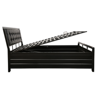 Thumbnail for Heath Hydraulic Storage Single Metal Bed with Black Cushion Headrest (Color - Black)