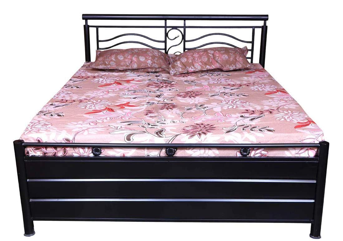 Ajoy Hydraulic Storage Metal Bed (Color - Black)