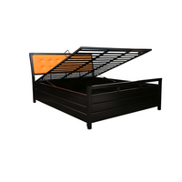 Thumbnail for Heath Hydraulic Storage King Metal Bed with Orange Cushion Headrest (Color - Black)