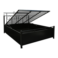 Thumbnail for Colin Hydraulic Storage Single Metal Bed (Color - Black) with Designer Headrest