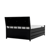 Thumbnail for Heath Hydraulic Storage Queen Metal Bed with Golden Cushion Headrest (Color - Black)