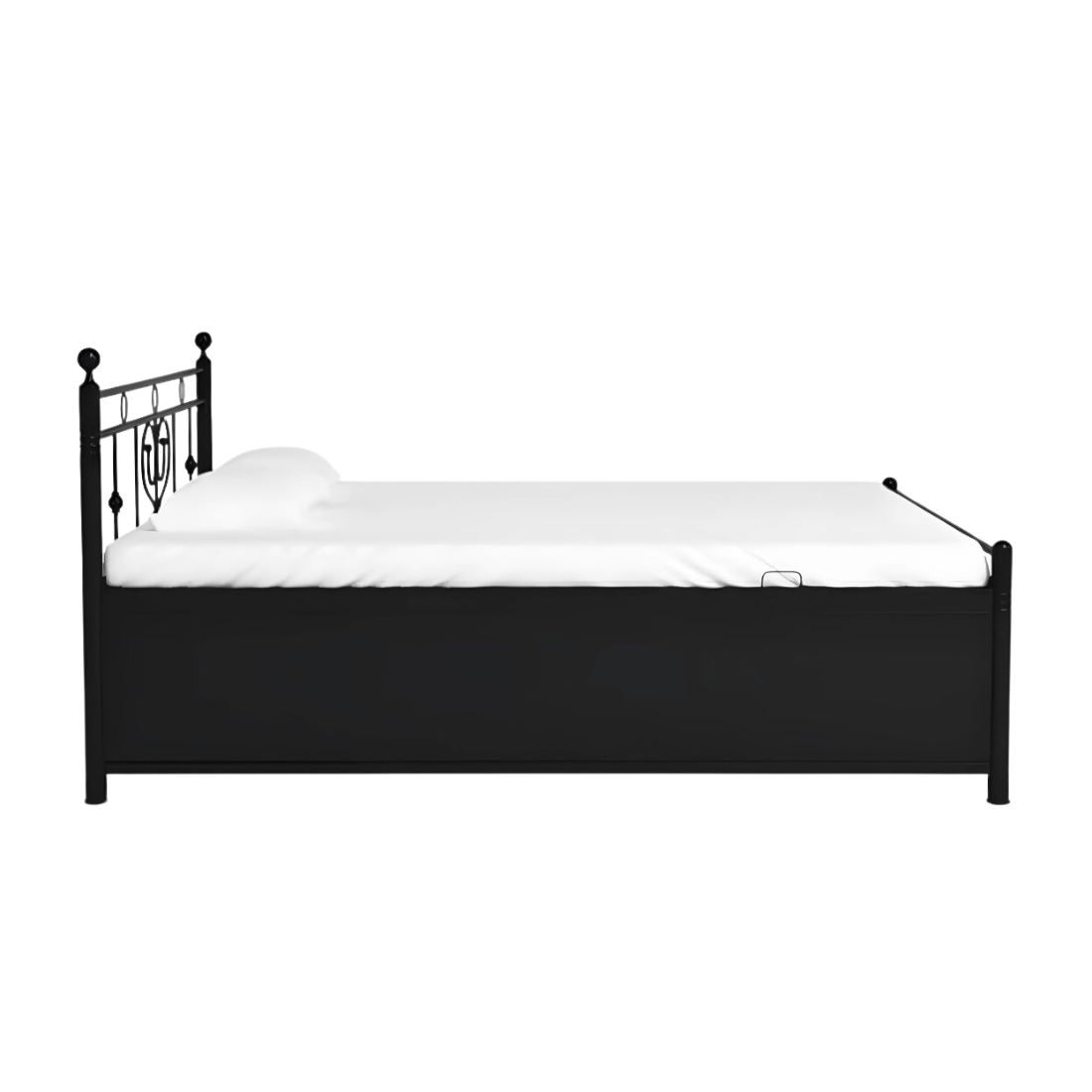 Dustin Hydraulic Storage Double Metal Bed (Color - Black) with Designer Headrest