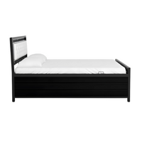 Thumbnail for Cuba Hydraulic Storage Queen Metal Bed with White Cushion Headrest (Color - Black)