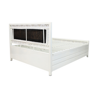 Thumbnail for Cuba Hydraulic Storage King Metal Bed with White Cushion Headrest (Color - White)