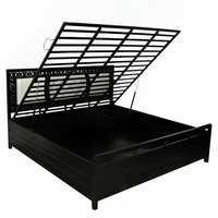 Thumbnail for Bostan Hydraulic Storage King Metal Bed with White Cushion Headrest (Color - Black)