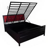 Thumbnail for Heath Hydraulic Storage Queen Metal Bed with Red Cushion Headrest (Color - Black)