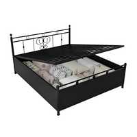 Thumbnail for Dustin Hydraulic Storage King Metal Bed (Color - Black) with Designer Headrest