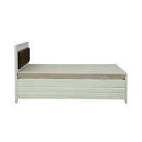 Thumbnail for Cuba Hydraulic Storage Queen Metal Bed with Brown Cushion Headrest (Color - White)