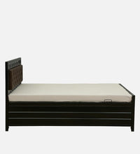 Thumbnail for Cuba Hydraulic Queen Metal Bed with Storage and Brown Cushion Headrest (Color - Black)