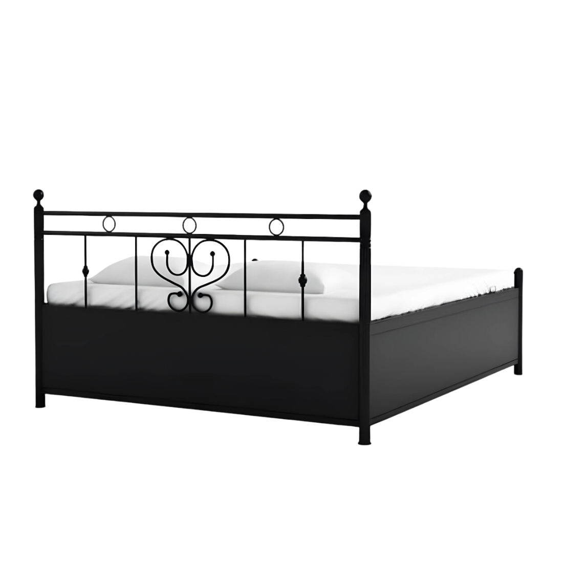 Dustin Hydraulic Storage Single Metal Bed (Color - Black) with Designer Headrest