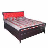 Thumbnail for Heath Hydraulic Storage Double Metal Bed with Red Cushion Headrest (Color - Black)