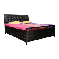 Thumbnail for Heath Hydraulic Storage King Metal Bed with Black Cushion Headrest (Color - Black)