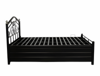 Thumbnail for Dove Hydraulic Storage Queen Metal Bed (Color - Black) with Designer Headrest